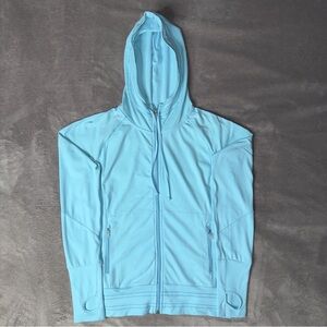 Alo Yoga Light Blue Full Zip Athletic Jacket Hoodie Thumbholes - Women's Small
